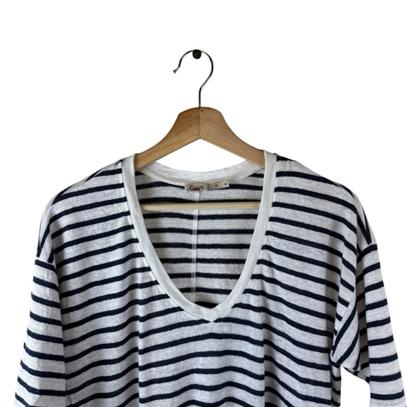 Faherty Oceanside Linen V-Neck Tee Striped 100% Linen Small - Picture 4 of 7